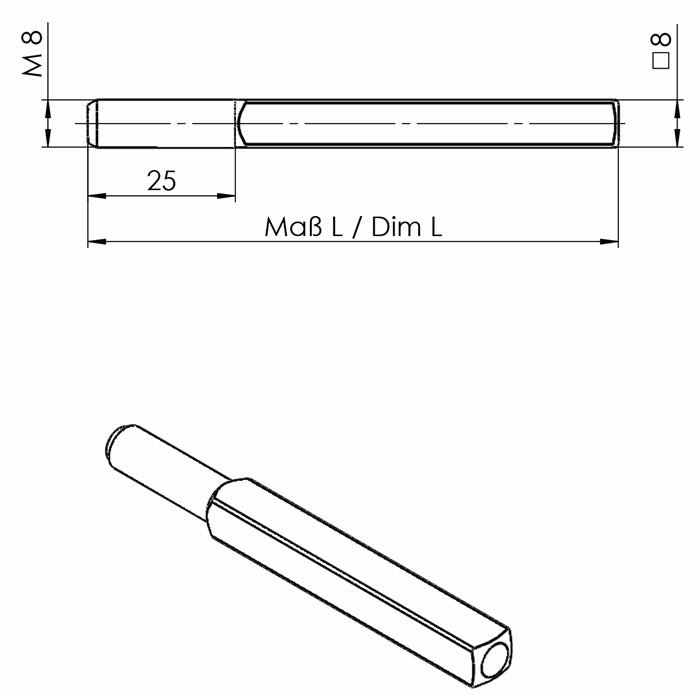 Goupille de changement OGRO OGRO 115 carré 8 x 90 mm (3000267162)