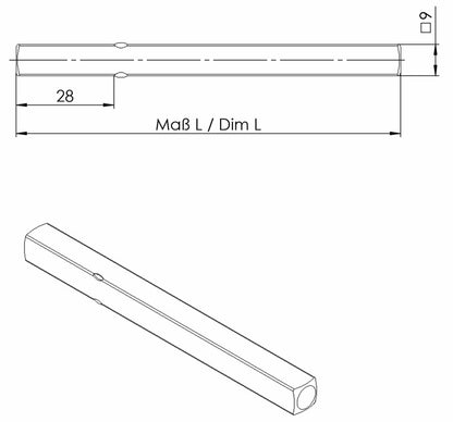 OGRO FS-Drückerstift OGRO 114 PB FS Vierkant 9 x 97 mm ( 3000267159 )