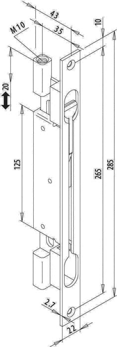 Base de pêne de porte FUHR 35 mm, largeur de façade 22 mm (3000250378)