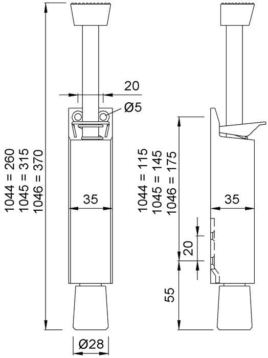 KWS butée de porte 1045.02 aluminium peint argent (3000255910)