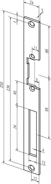 Gâche plate ASSA ABLOY en acier 338, galvanisée, carrée (3324034043)