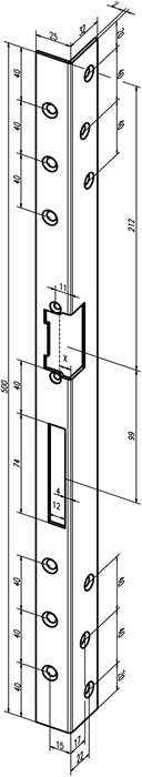 Gâche d'angle de sécurité ASSA ABLOY 312 longueur 500 mm épaisseur 2 mm (3324034063)