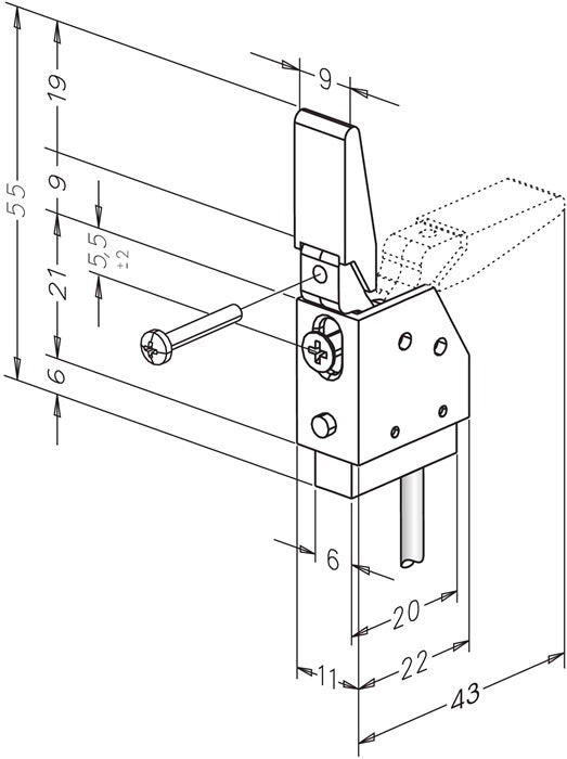 Contact d'interrupteur à pêne ASSA ABLOY 878 sans gâche (3000251812)