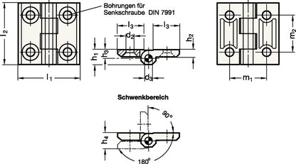 Charnière GANTER GN 237 hauteur 40 mm largeur 40 mm (4601002081)