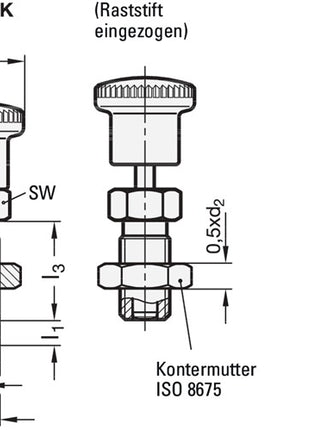 Boulon de verrouillage GANTER GN 817 d1 8 mm d2 M 16 x 1,5 mm l1 12 mm (4601001432)