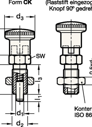 Boulon de verrouillage GANTER GN 817 d1 8 mm d2 M 16 x 1,5 mm l1 12 mm (4601001432)