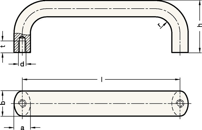 GANTER Bügelgriff GN 565 l 120 ± 0,25 mm t min. 10 mm h 49 mm ( 4601000151 )