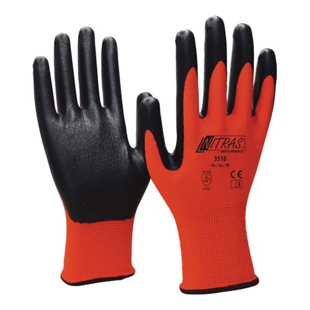 Gants NITRAS mousse nitrile taille 8 rouge/noir (4000371244)