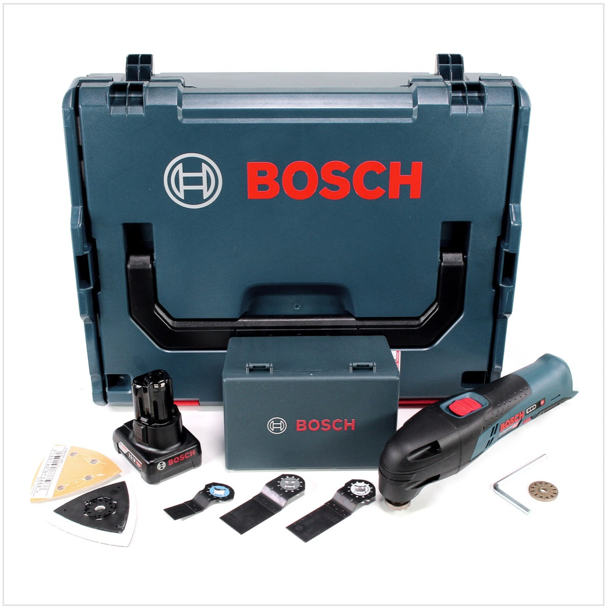 Bosch GOP 12V-Li Professional Akku Multi Cutter Multifunktionswerkzeug in L-Boxx + 1 x GBA 12 V 4,0 Ah Akku - Toolbrothers