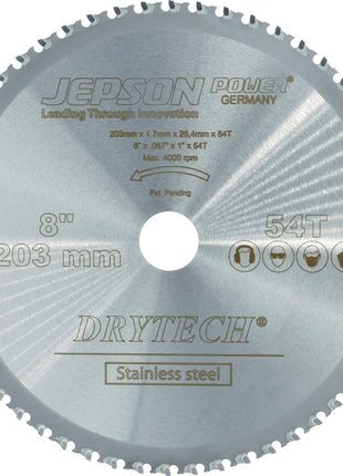 Lame de scie circulaire à métaux JEPSON Drytech® HM 203/54Z diamètre de la lame de scie 203 mm largeur 1,2 mm (4681346009)