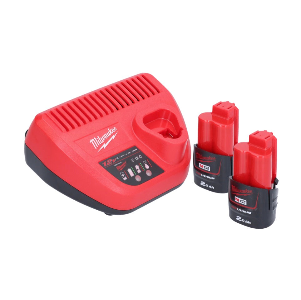 Cliquet à batterie Milwaukee M12 FHIR14-202 12 V 47 Nm 1/4" brushless + 2x batterie 2,0 Ah + chargeur