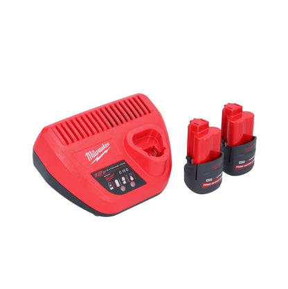 Cliquet à batterie Milwaukee M12 FHIR14-252 12 V 47 Nm 1/4" brushless + 2x batterie 2,5 Ah + chargeur