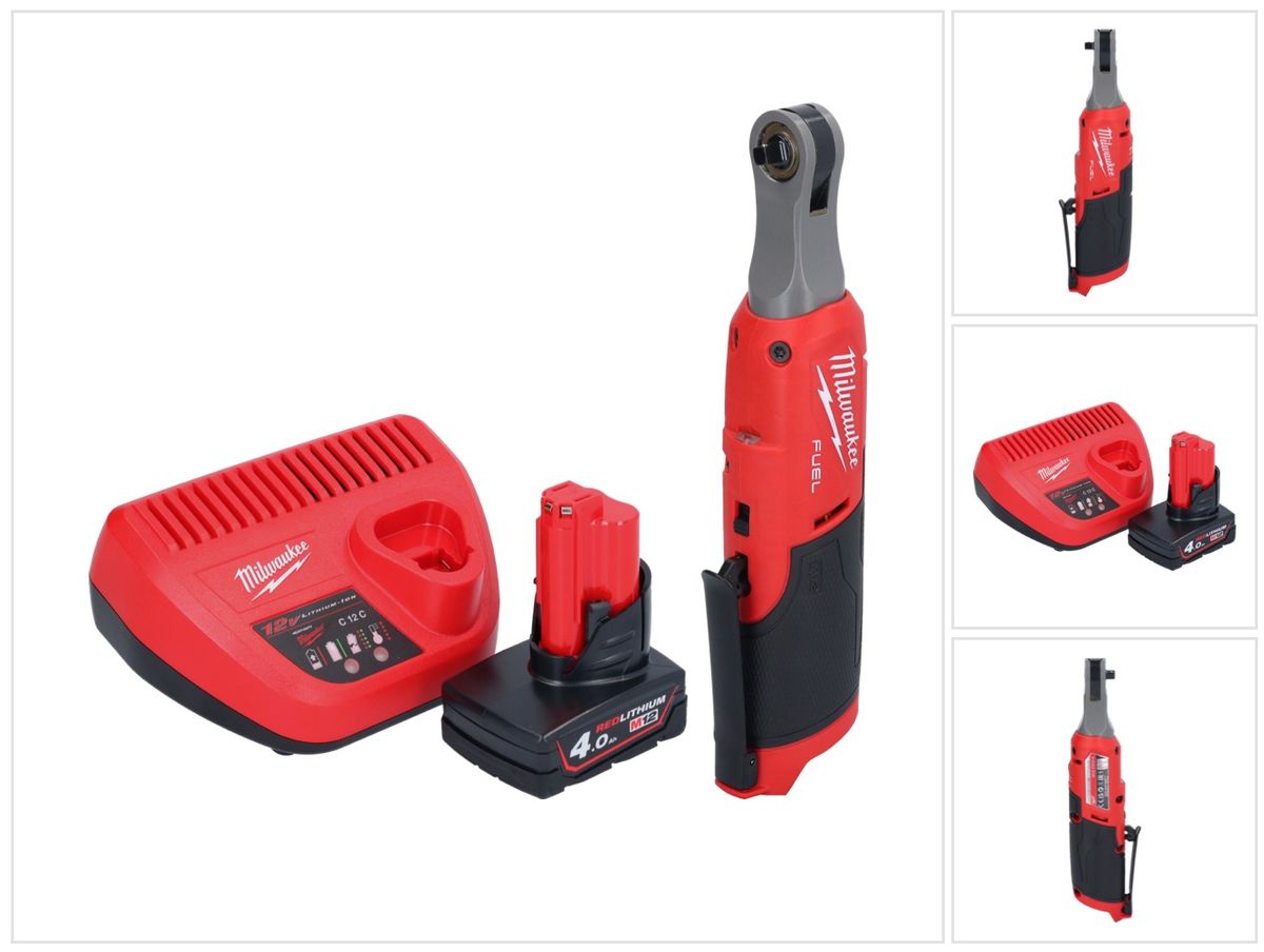 Cliquet à batterie Milwaukee M12 FHIR14-401 12 V 47 Nm 1/4" brushless + 1x batterie 4,0 Ah + chargeur