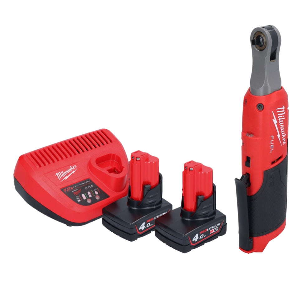 Cliquet à batterie Milwaukee M12 FHIR14-402 12 V 47 Nm 1/4" brushless + 2x batterie 4,0 Ah + chargeur