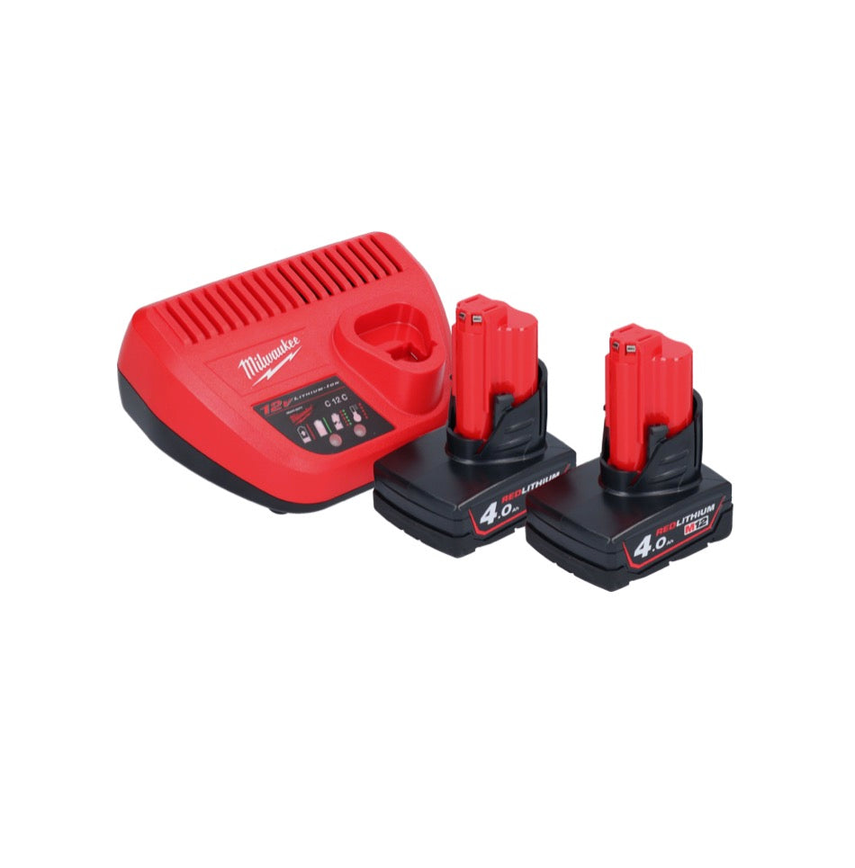 Cliquet à batterie Milwaukee M12 FHIR14-402 12 V 47 Nm 1/4" brushless + 2x batterie 4,0 Ah + chargeur