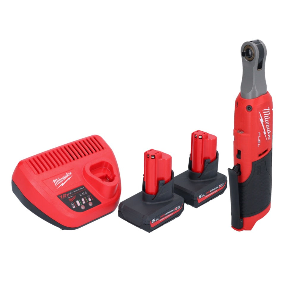 Cliquet à batterie Milwaukee M12 FHIR14-502 12 V 47 Nm 1/4" brushless + 2x batterie 5,0 Ah + chargeur