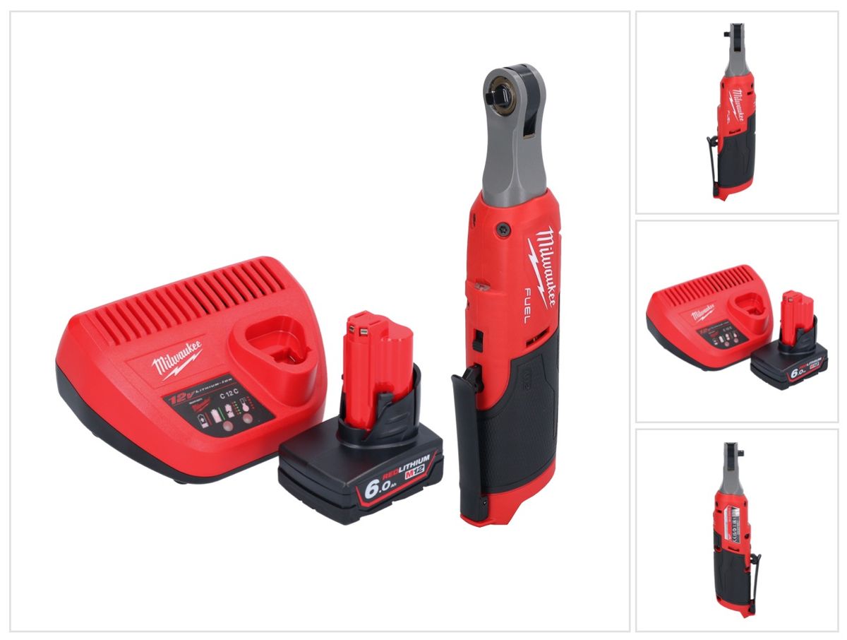 Cliquet à batterie Milwaukee M12 FHIR14-601 12 V 47 Nm 1/4" brushless + 1x batterie 6,0 Ah + chargeur