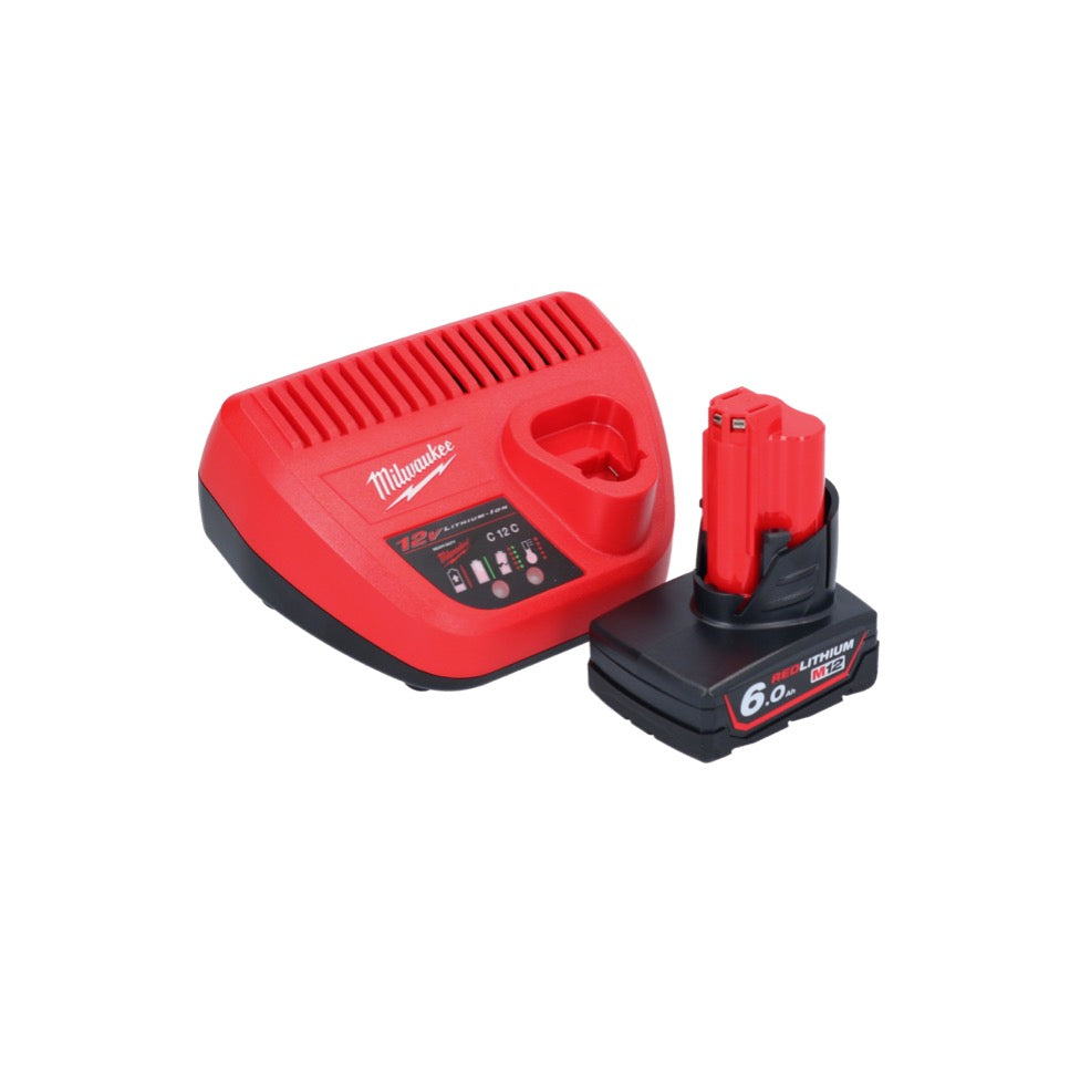 Cliquet à batterie Milwaukee M12 FHIR14-601 12 V 47 Nm 1/4" brushless + 1x batterie 6,0 Ah + chargeur