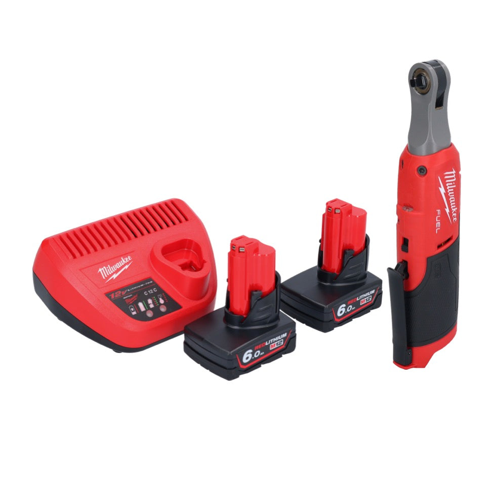 Milwaukee M12 FHIR14-602 Akku Ratsche 12 V 47 Nm 1/4" Brushless + 2x Akku 6,0 Ah + Ladegerät