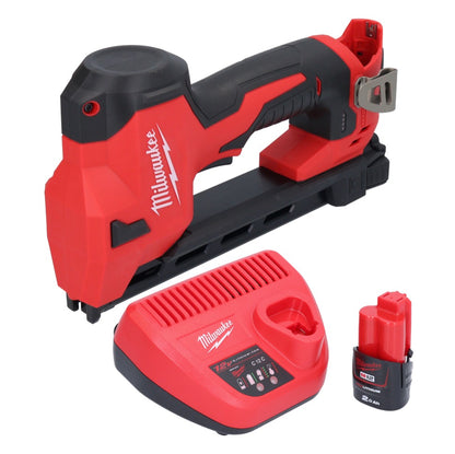 Agrafeuse sur batterie Milwaukee M12 BCST-201 12 V 19 x 25,4 mm + 1x batterie 2,0 Ah + chargeur