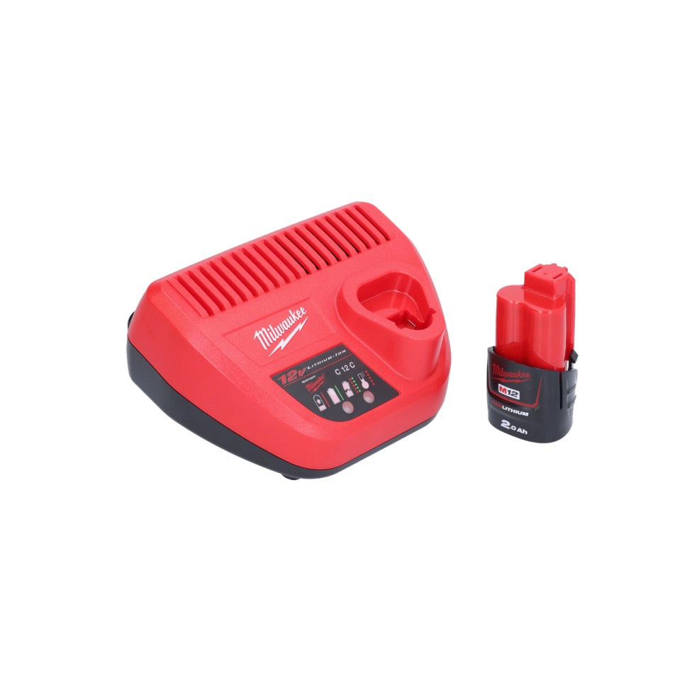 Agrafeuse sur batterie Milwaukee M12 BCST-201 12 V 19 x 25,4 mm + 1x batterie 2,0 Ah + chargeur