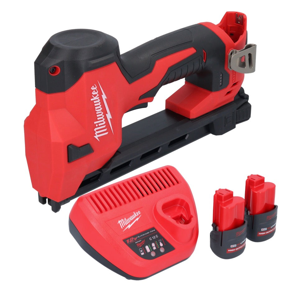 Agrafeuse sur batterie Milwaukee M12 BCST-252 12 V 19 x 25,4 mm + 2x batteries 2,5 Ah + chargeur