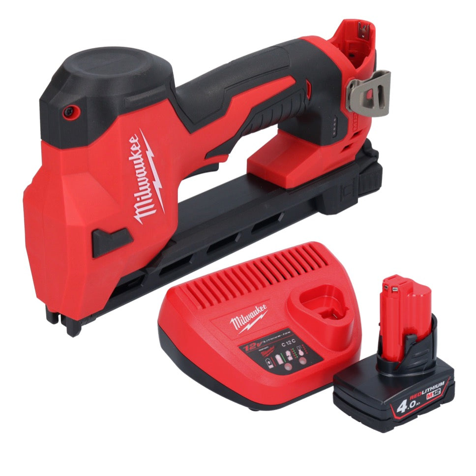 Agrafeuse sur batterie Milwaukee M12 BCST-401 12 V 19 x 25,4 mm + 1x batterie 4,0 Ah + chargeur