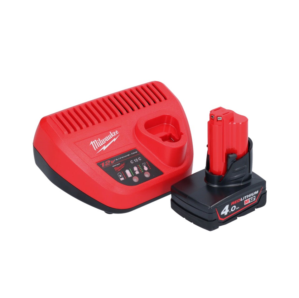 Agrafeuse sur batterie Milwaukee M12 BCST-401 12 V 19 x 25,4 mm + 1x batterie 4,0 Ah + chargeur