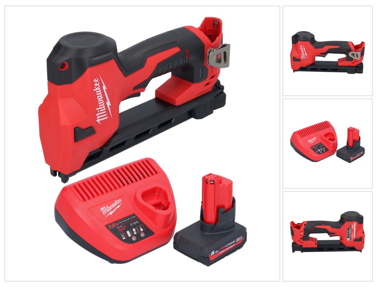 Agrafeuse sur batterie Milwaukee M12 BCST-501 12 V 19 x 25,4 mm + 1x batterie 5,0 Ah + chargeur