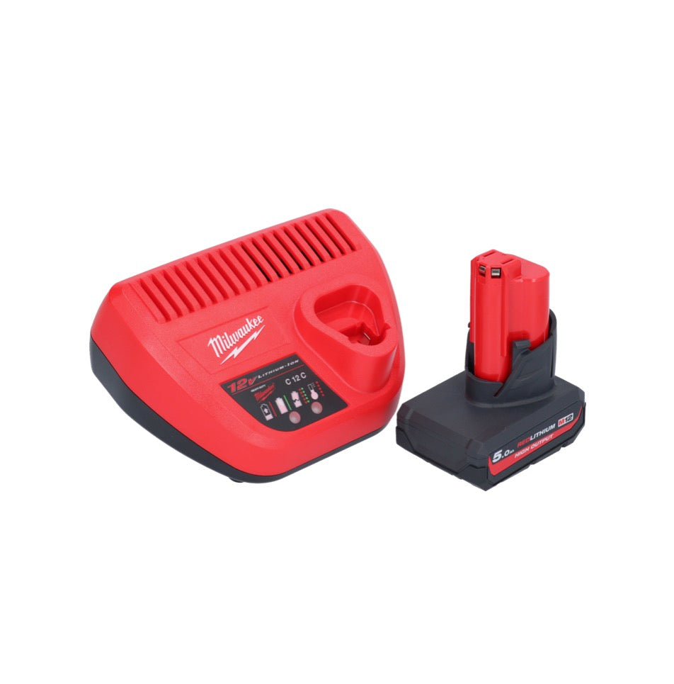 Agrafeuse sur batterie Milwaukee M12 BCST-501 12 V 19 x 25,4 mm + 1x batterie 5,0 Ah + chargeur