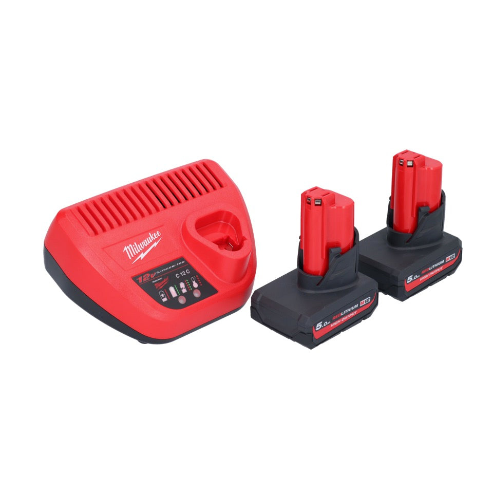 Agrafeuse sur batterie Milwaukee M12 BCST-502 12 V 19 x 25,4 mm + 2x batteries 5,0 Ah + chargeur