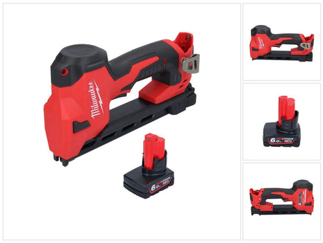 Agrafeuse sur batterie Milwaukee M12 BCST-601 12 V 19 x 25,4 mm + 1x batterie 6,0 Ah - sans chargeur