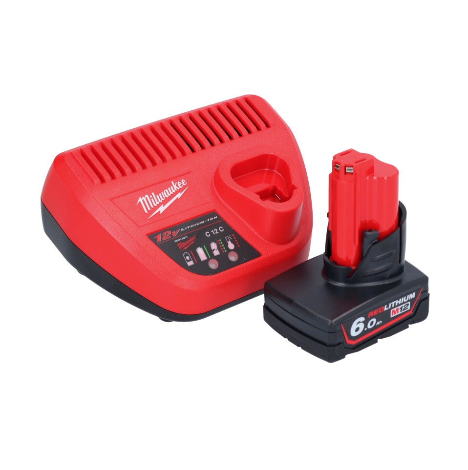 Agrafeuse sur batterie Milwaukee M12 BCST-601 12 V 19 x 25,4 mm + 1x batterie 6,0 Ah + chargeur