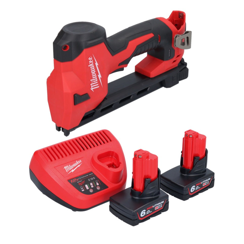 Milwaukee M12 BCST-602 Akku Tacker 12 V 19 x 25,4 mm + 2x Akku 6,0 Ah + Ladegerät