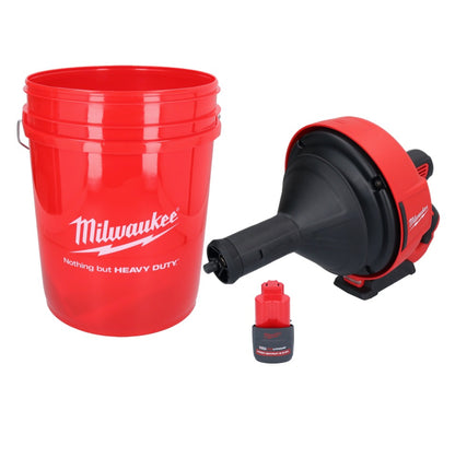 Milwaukee M12 BDC8-251C Akku Rohrreinigungsgerät 12 V + 1x Akku 2,5 Ah + Spirale + Eimer - ohne Ladegerät