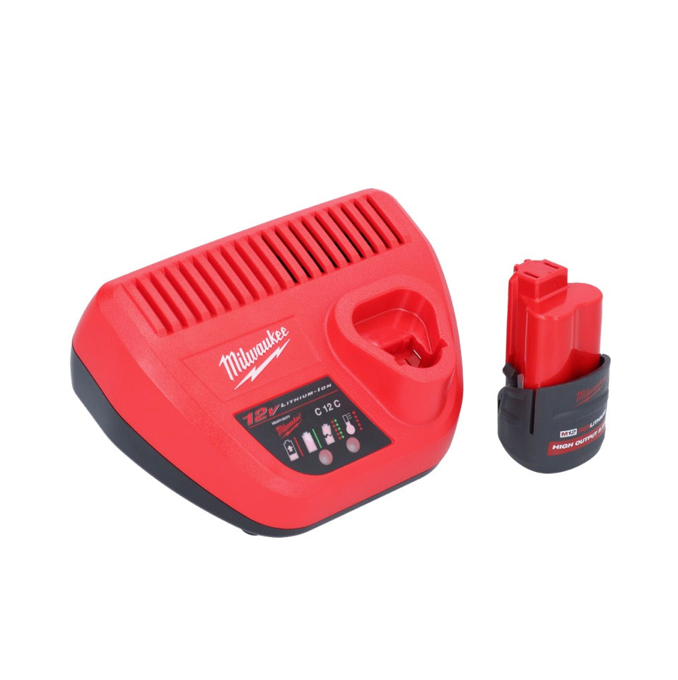 Appareil de nettoyage de tuyaux sur batterie Milwaukee M12 BDC8-251C 12 V + 1x batterie 2,5 Ah + chargeur + spirale + seau