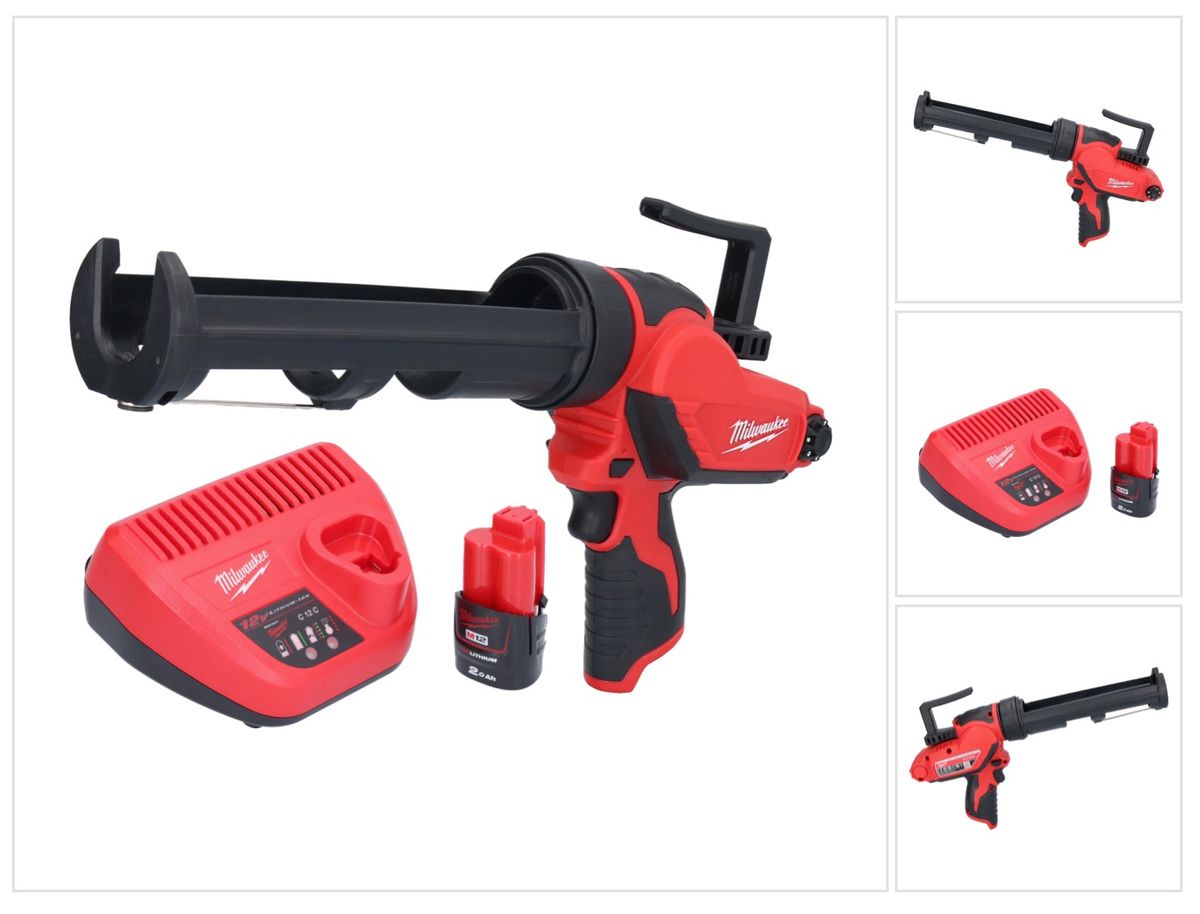 Milwaukee M12 PCG/310-201 Akku Kartuschenpresse 12 V 310 ml + 1x Akku 2,0 Ah + Ladegerät