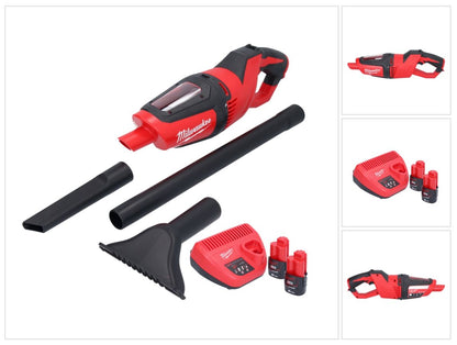 Aspirateur à batterie Milwaukee M12 HV-202 12 V + 2x batteries 2,0 Ah + chargeur