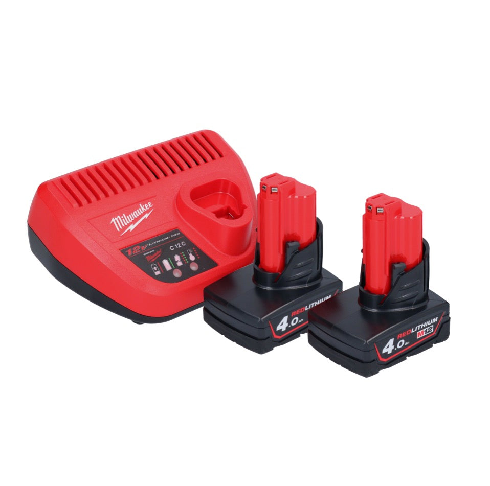 Milwaukee M12 HV-402 Akku Staubsauger 12 V + 2x Akku 4,0 Ah + Ladegerät