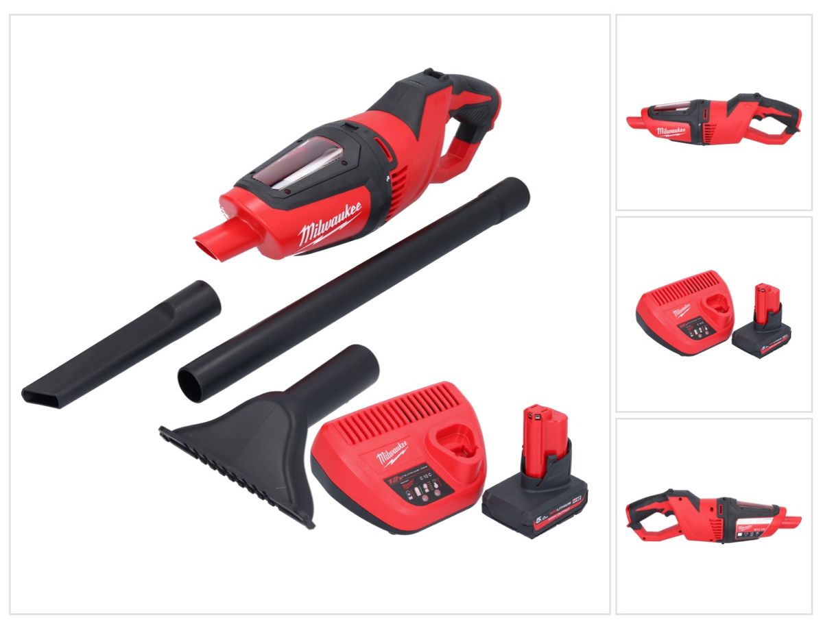 Milwaukee M12 HV-501 Akku Staubsauger 12 V + 1x Akku 5,0 Ah + Ladegerät