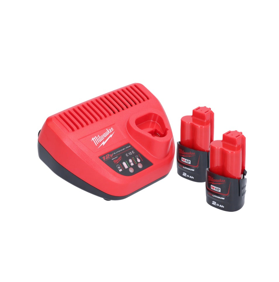 Clé à chocs sans fil Milwaukee M12 BIW38-202 12 V 135 Nm 3/8˝ + 2x batteries 2,0 Ah + chargeur