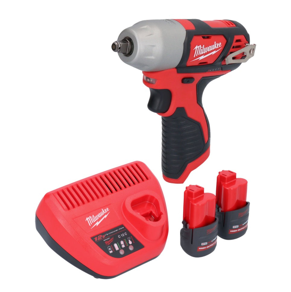 Clé à chocs sans fil Milwaukee M12 BIW38-252 12 V 135 Nm 3/8˝ + 2x batteries 2,5 Ah + chargeur