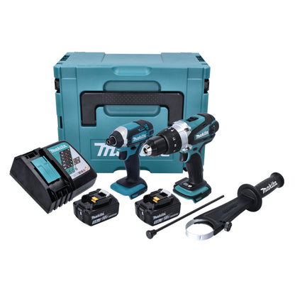 Makita DLX 2145 TJ Twin Pack 18V Akku Schlagbohrschrauber + Akku Schlagschrauber + 2x Akku 5,0Ah + Ladegerät + Makpac - Toolbrothers