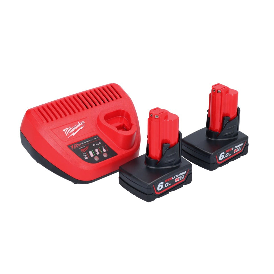 Clé à chocs sans fil Milwaukee M12 BIW38-602 12 V 135 Nm 3/8˝ + 2x batteries 6,0 Ah + chargeur