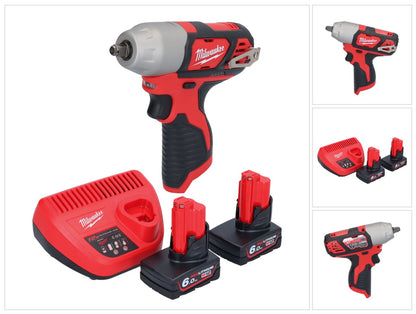 Clé à chocs sans fil Milwaukee M12 BIW38-602 12 V 135 Nm 3/8˝ + 2x batteries 6,0 Ah + chargeur