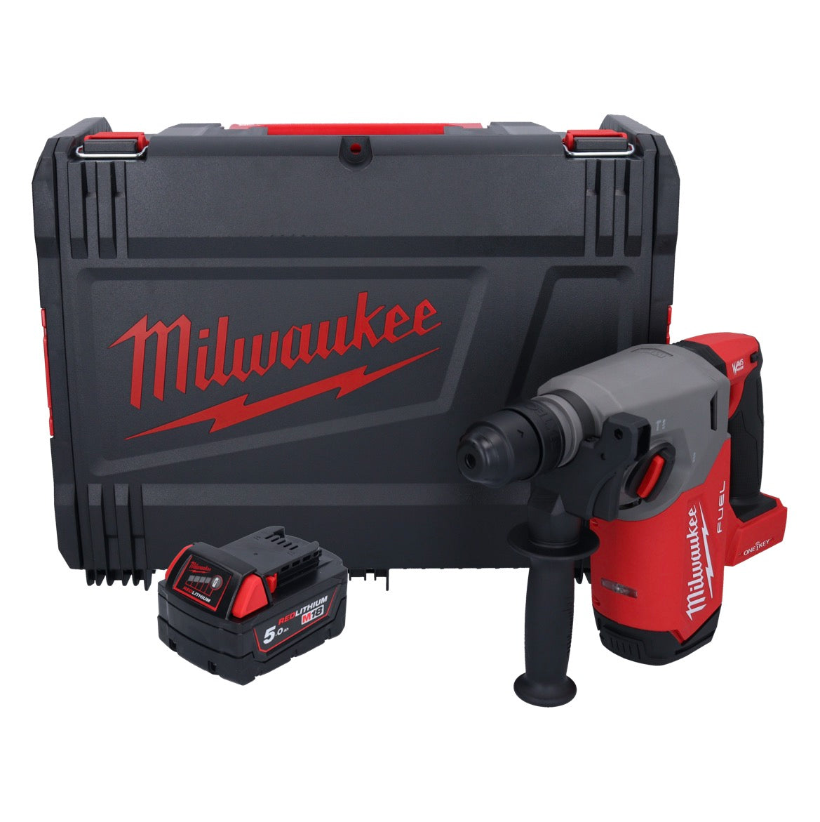 Marteau combiné à batterie Milwaukee M18 ONEFHX-501X 18 V 2,5 J SDS-Plus brushless + 1x batterie 5,0 Ah + boîtier HD - sans chargeur