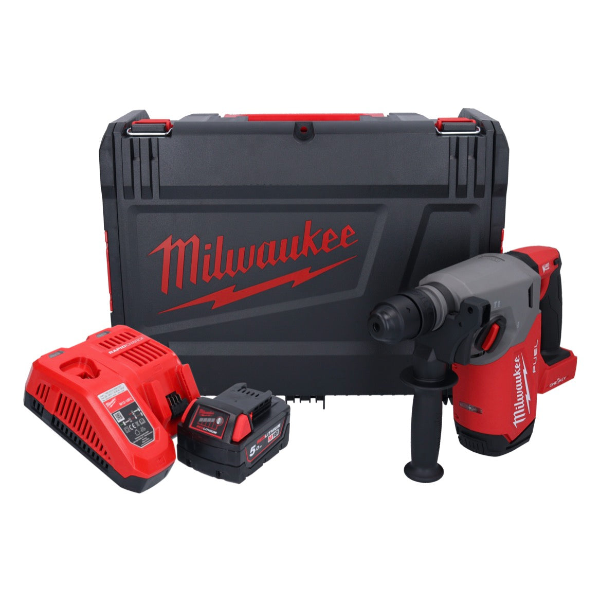 Marteau combiné à batterie Milwaukee M18 ONEFHX-501X 18 V 2,5 J SDS-Plus brushless + 1x batterie 5,0 Ah + chargeur + boîtier HD