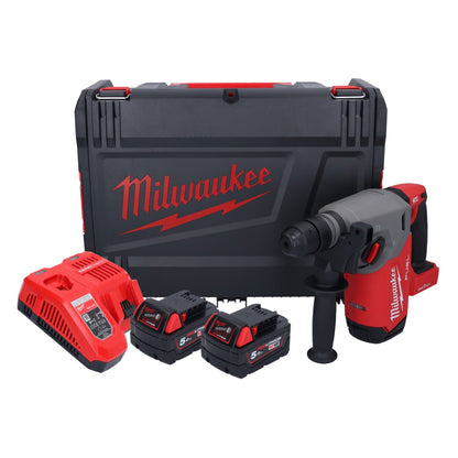 Marteau combiné à batterie Milwaukee M18 ONEFHX-502X 18 V 2,5 J SDS-Plus brushless + 2x batterie 5,0 Ah + chargeur + boîtier HD