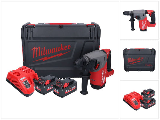 Milwaukee M18 ONEFHX-552X Akku Kombihammer 18 V 2,5 J SDS-Plus ( 4933478504 ) Brushless + 2x Akku 5,5 Ah + Ladegerät + HD-Box