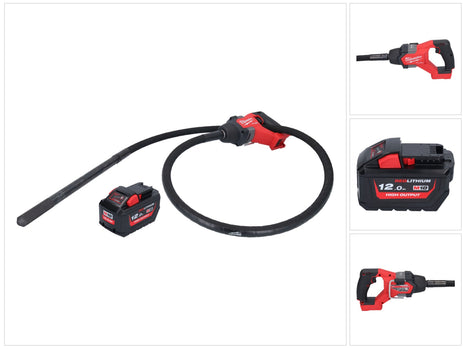 Vibrateur à béton sur batterie Milwaukee M18 FCVN24-121 18 V 2,4 m sans balais + 1x batterie 12,0 Ah - sans chargeur